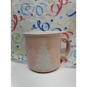 Jessica Simpson Pink Christmas Tree Coffee Hot Cocoa Mug Double Sided Inside